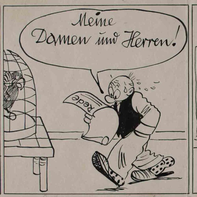 Max Otto - Stups hält einen Vortrag - undatiert - Federzeichung und Tusche