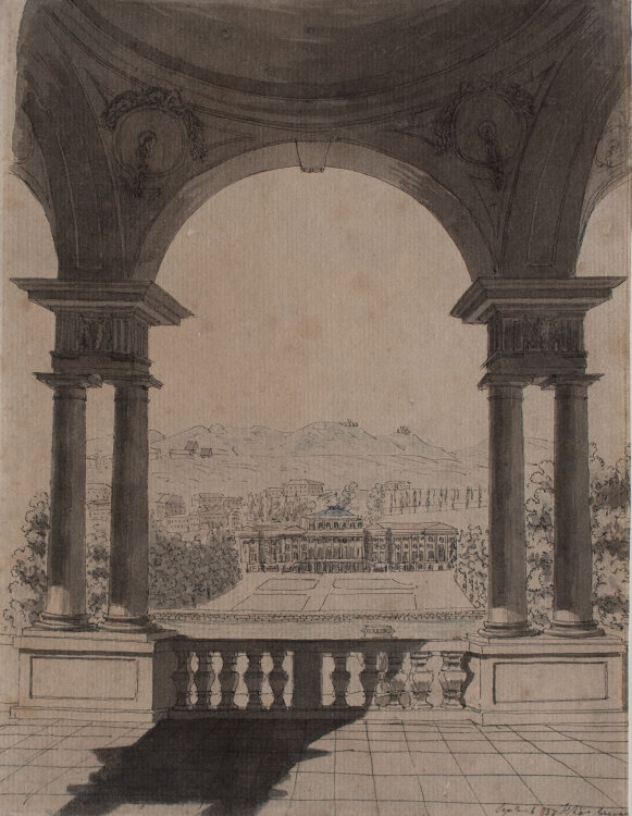 Unbekannt - Schloss Schönbrunn - 1837 (?) - Aquarell und Tische auf Papier