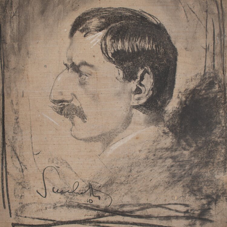 Enrico Sacchetti - Selbstbildnis - 1910 - Kohle auf Karton