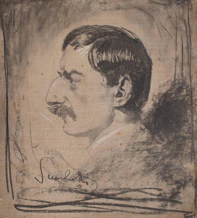 Enrico Sacchetti - Selbstbildnis - 1910 - Kohle auf Karton