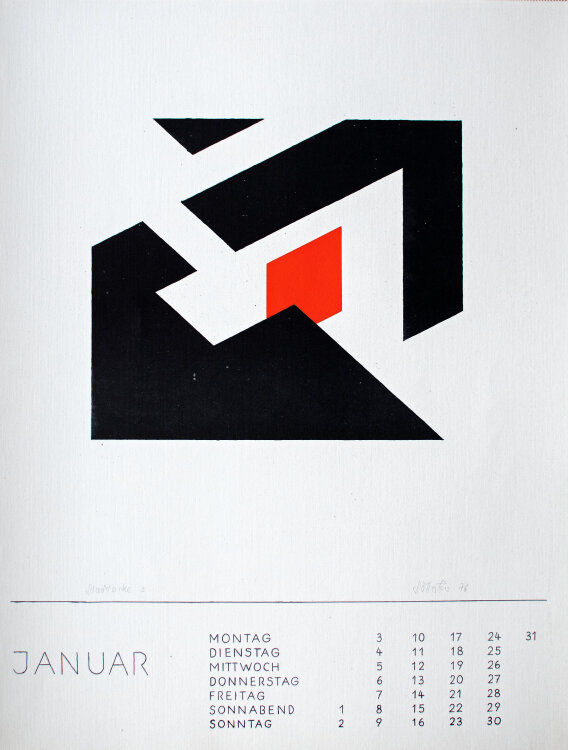 Claus Weidensdorfer u.a. - Original-Graphik-Kalender 1977 - 1977 - Farblithografie, Lithografie, Holzstich, Aquatinta mit Collage