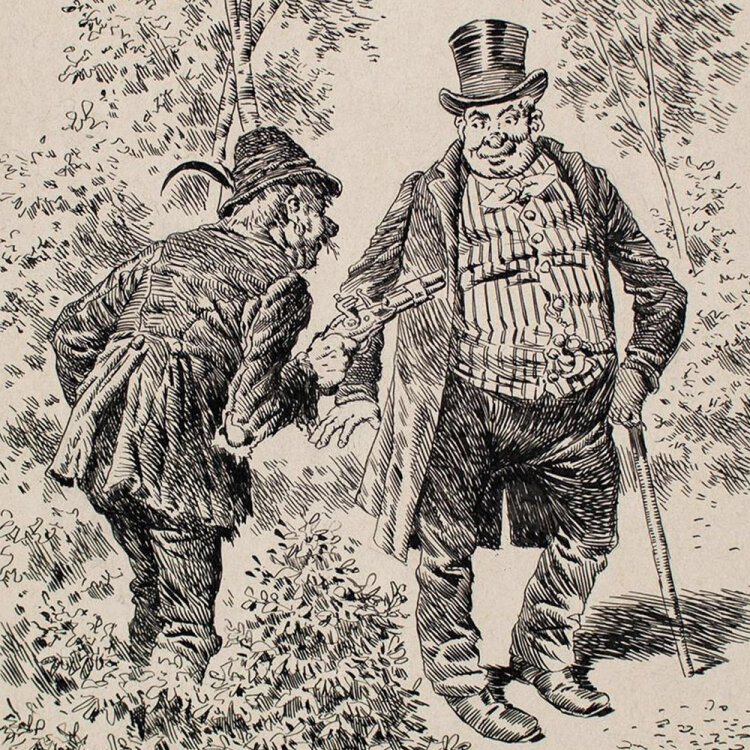 unbekannt - Der Überfall - 1894 - Tuschezeichnung