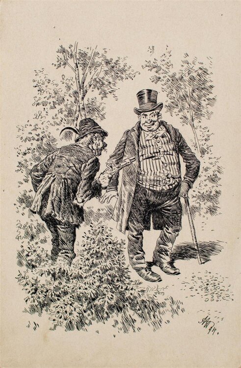 unbekannt - Der Überfall - 1894 - Tuschezeichnung