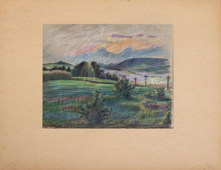 Martin Krauß - Abend über den Bergen - 1944 - Farbstiftzeichnung