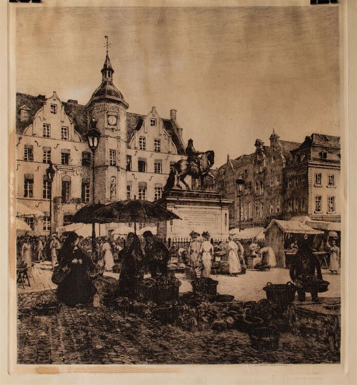 Herinrich Hermanns - Marktplatz, Düsseldorf - undatiert - Radierung