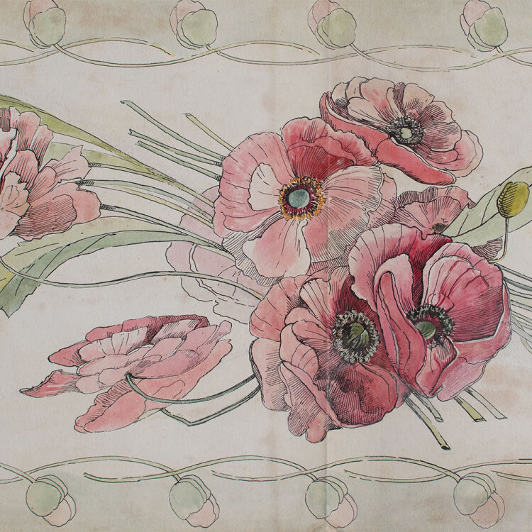Clara Hesse - Mohnblumen - um 1900 - Aquarell