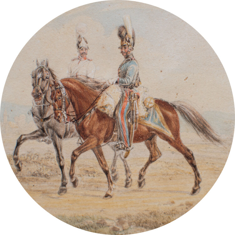 unbekannt - Badischer und Bayrischer Dragoner - um 1830 - Aquarell