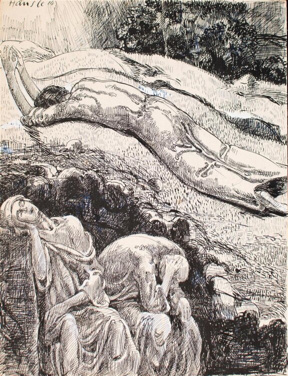Hans Häusle - Im Garten Gethsemane - 1914 - Federzeichnung