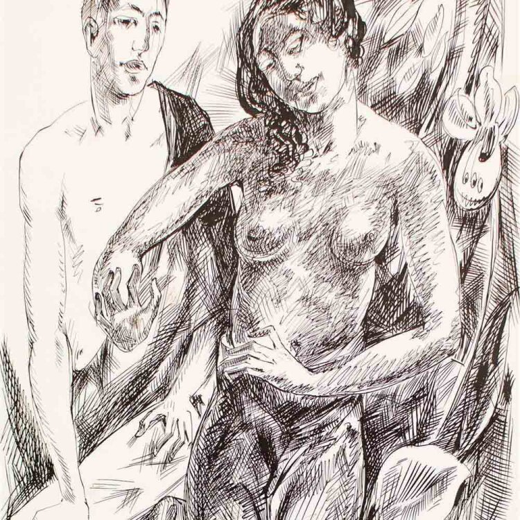 Hans Häusle - Junges Paar - 1922 - Federzeichnung