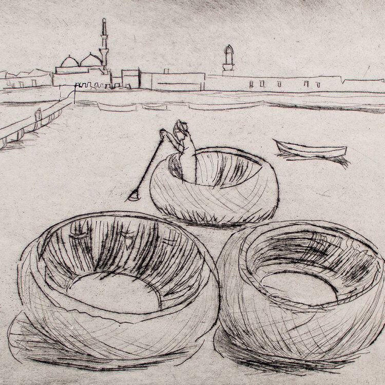 Charlotte Elfriede Pauly - Korbboote im Tigris - Bagdad...