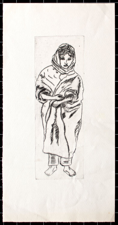 Charlotte Elfriede Pauly - Beduinenmädchen - 1960er Jahre - Kaltnadelradierung
