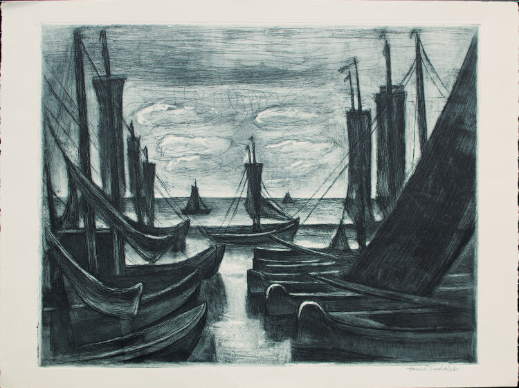 Herbert Tucholski - Boote im Hafen - 1965 - Schabradierung