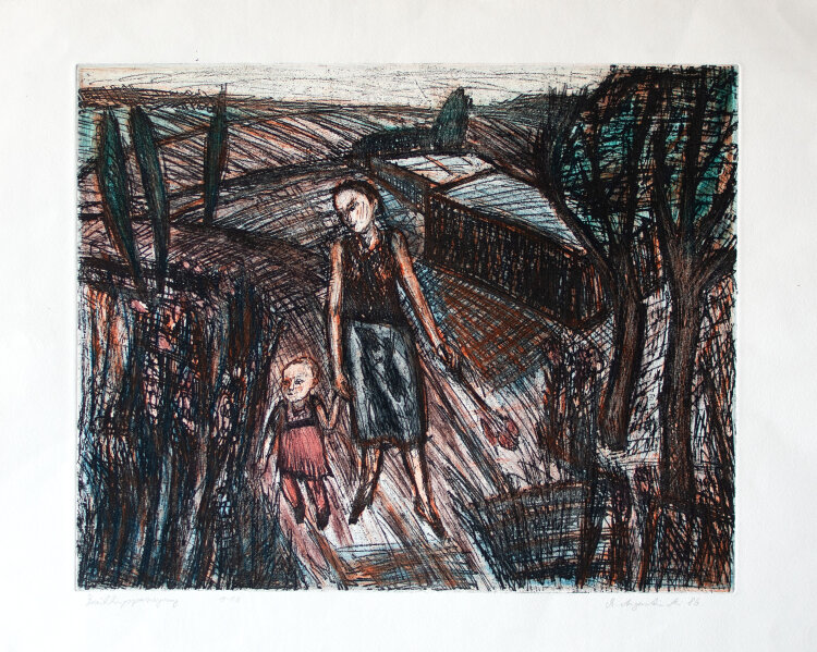 Michael Augustinski - Frühlingsspaziergang - 1981 - Farbradierung