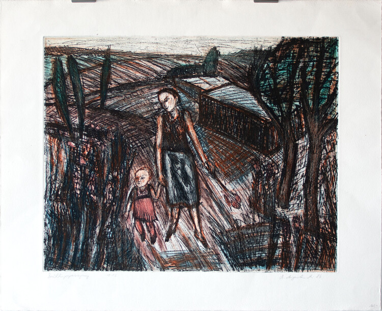 Michael Augustinski - Frühlingsspaziergang - 1981 - Farbradierung