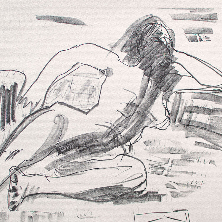 Dieter Goltzsche - Akt angewinkelt - 1970er Jahre - Lithographie
