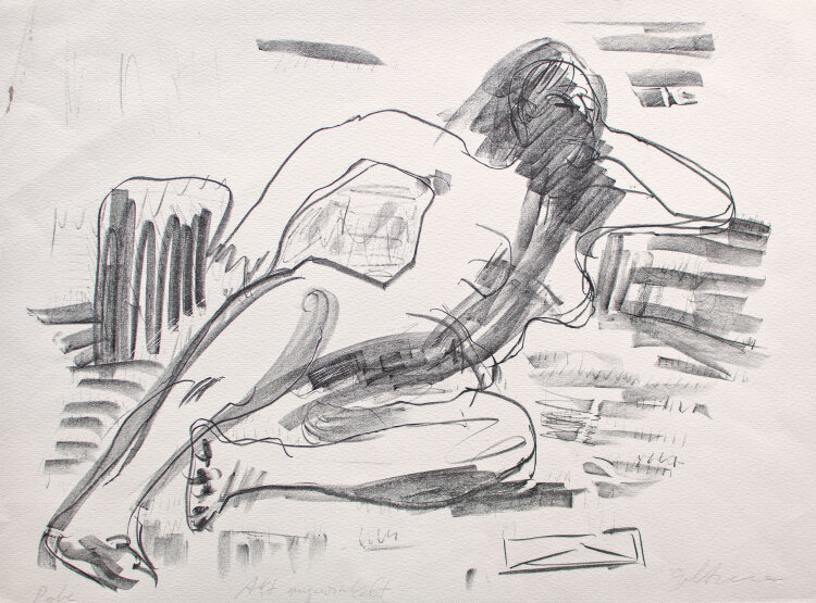 Dieter Goltzsche - Akt angewinkelt - 1970er Jahre - Lithographie