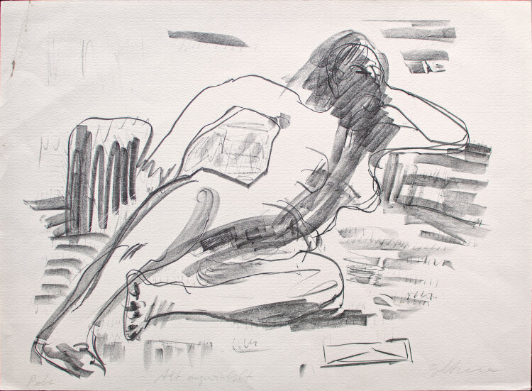 Dieter Goltzsche - Akt angewinkelt - 1970er Jahre - Lithographie