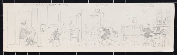 Max Otto - Stips hat einen Katzenjammer - 1950 - Bleistift