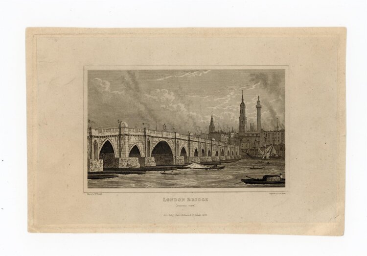 William Westall - London Bridge. - 1825, Radierung