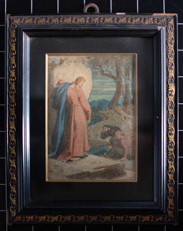 unbekannt - Jesus im Garten Gethsemane - um 1850 - Aquarell