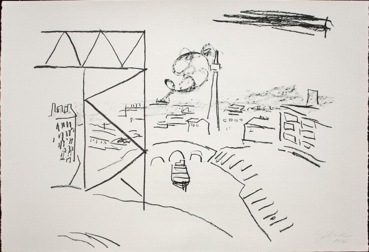 Dieter Goltzsche - Stadtlandschaft - undatiert - Lithografie