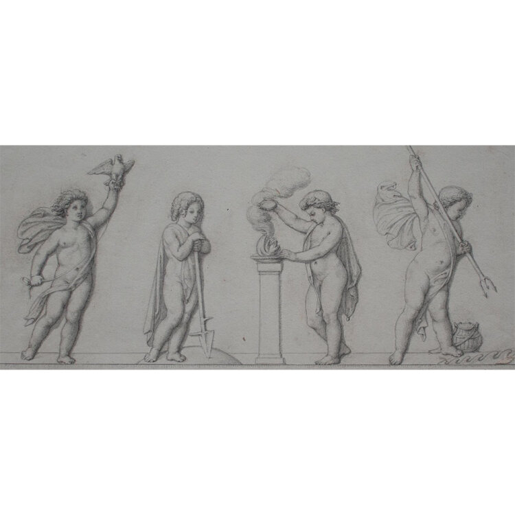 Johann Christian Lotsch - Putenfries - 1855 - Bleistiftzeichnung