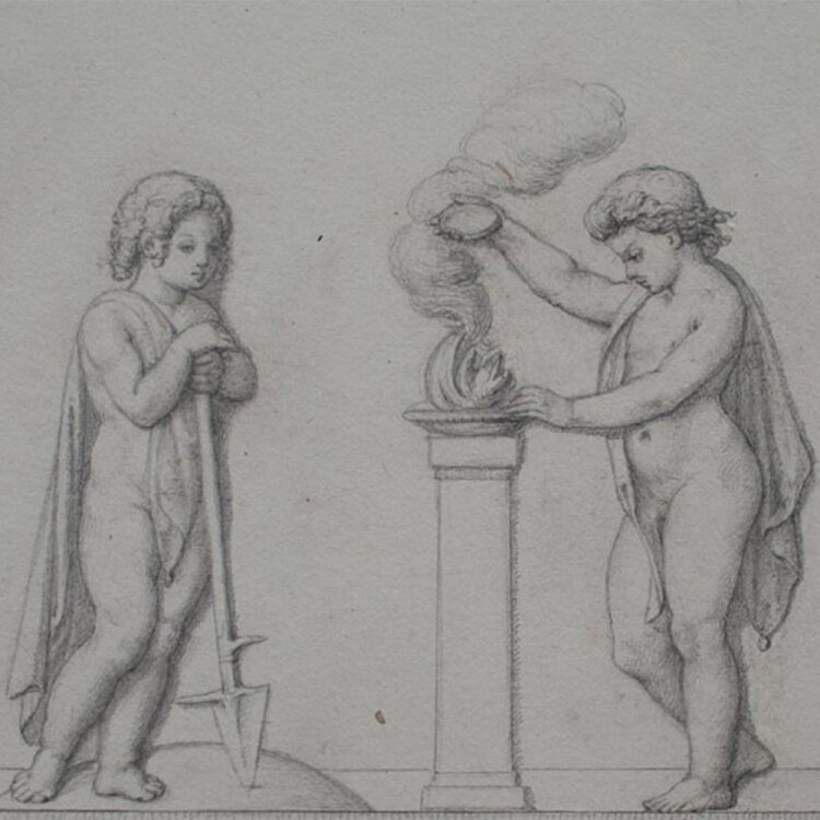 Johann Christian Lotsch - Putenfries - 1855 - Bleistiftzeichnung