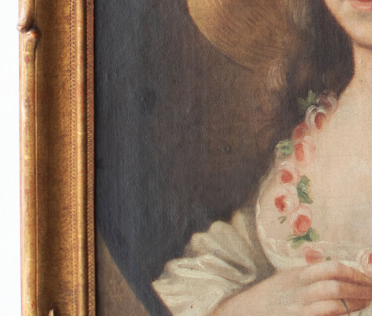 unbekannt - Weibliches Bildnis mit Federhut - um 1780 - Ölmalerei