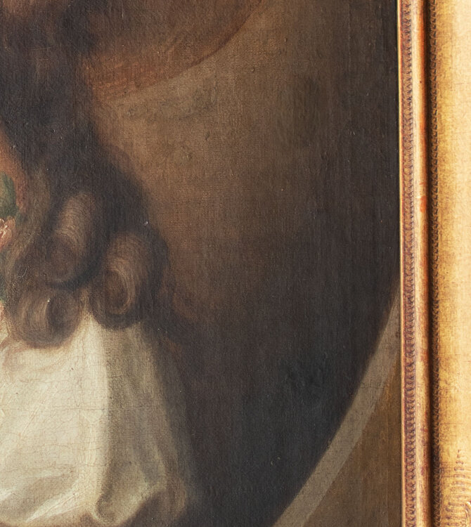 unbekannt - Weibliches Bildnis mit Federhut - um 1780 - Ölmalerei