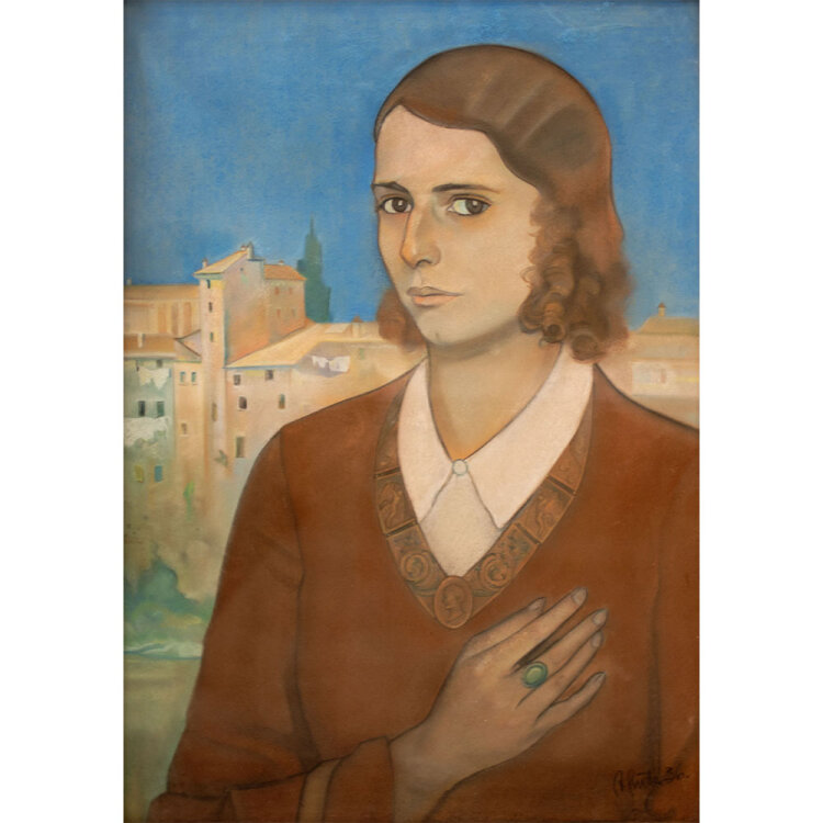A. Huber - Bildnis einer Frau mit grünem Ring - 1936...