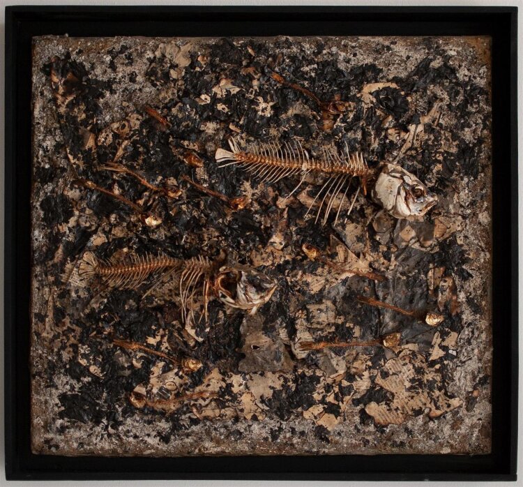 Veronika Wagner - Fische - 1994 - Collage auf Leinwand