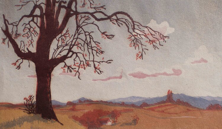 Carl Rotky - Landschaft - undatiert - Farbholzschnitt