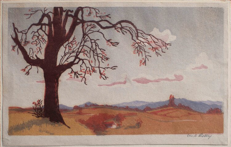 Carl Rotky - Landschaft - undatiert - Farbholzschnitt