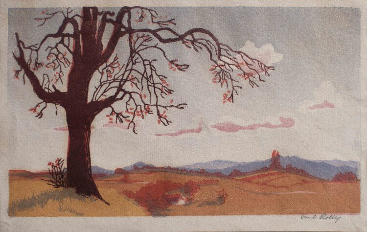 Carl Rotky - Landschaft - undatiert - Farbholzschnitt
