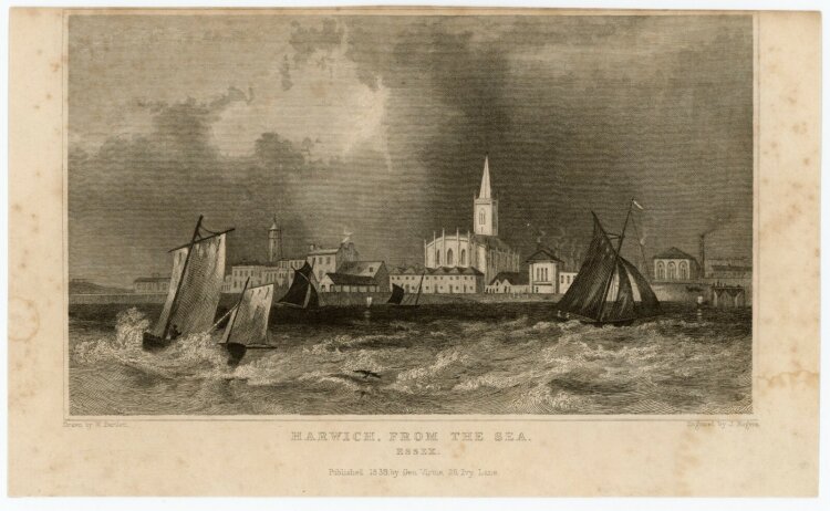 Henry William Bartlett - Harwich from the sea. - 1838, Radierung