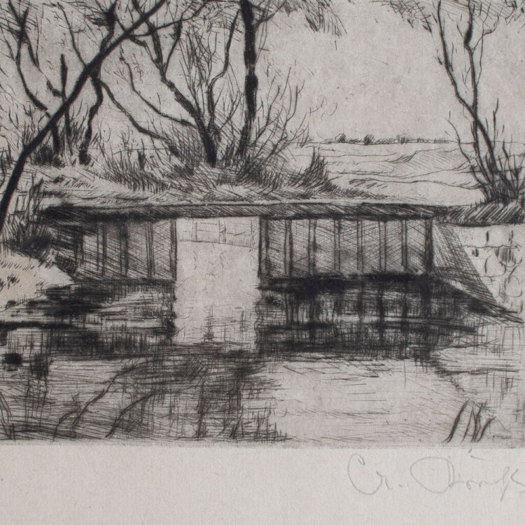 unbekannt - Flusslandschaft mit Brücke - undatiert -...