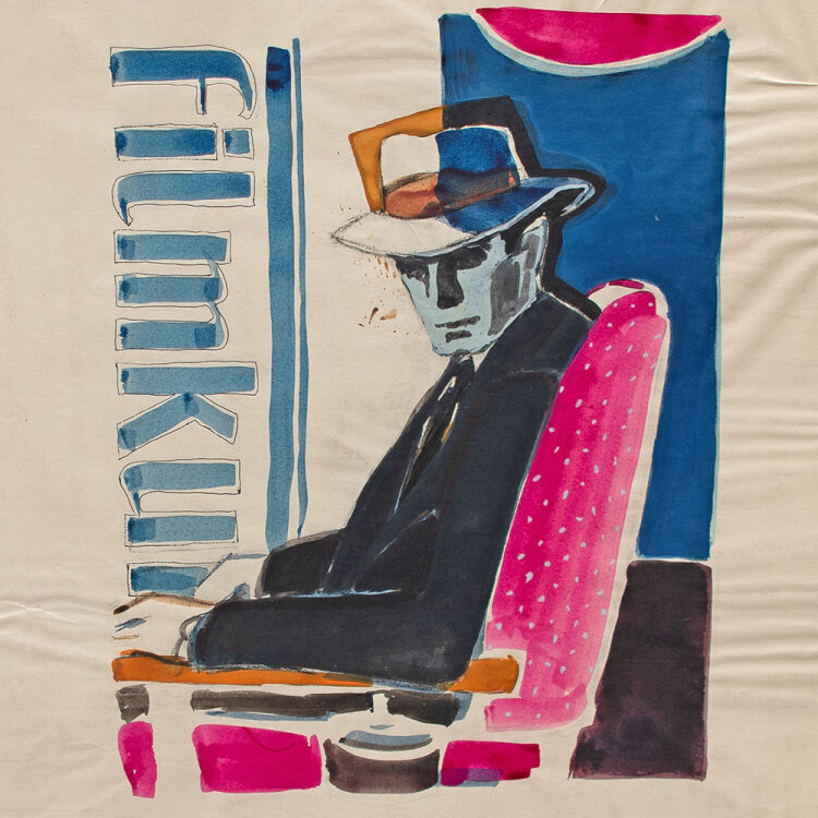 Andreas Brexendorff - Plakatentwurf - Humphrey Bogart - 1980er Jahre - Aquarell, Gouache, Kohlestift und Kugelschreiber