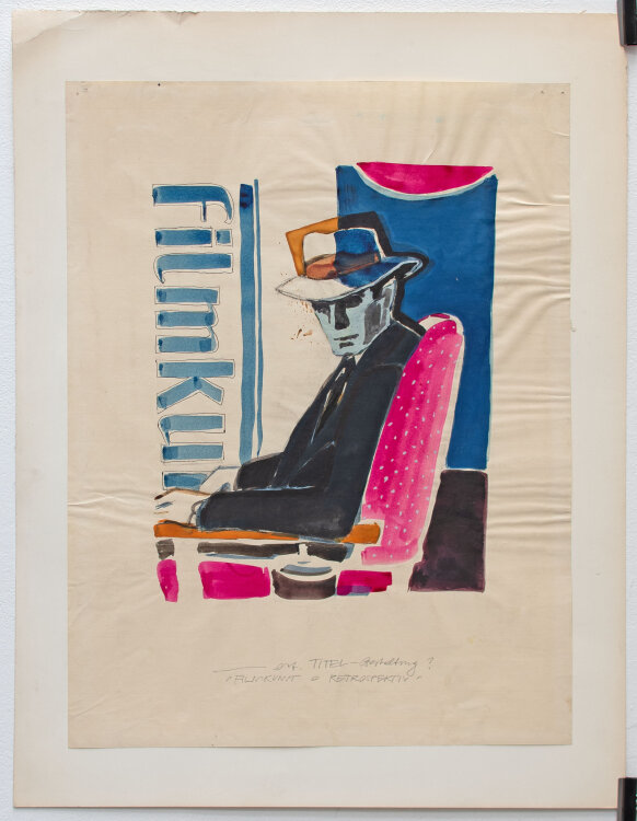 Andreas Brexendorff - Plakatentwurf - Humphrey Bogart - 1980er Jahre - Aquarell, Gouache, Kohlestift und Kugelschreiber