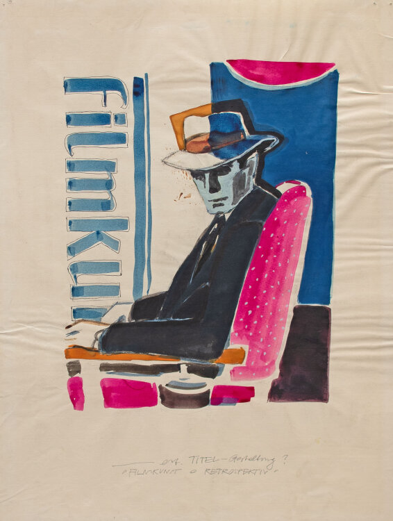 Andreas Brexendorff - Plakatentwurf - Humphrey Bogart - 1980er Jahre - Aquarell, Gouache, Kohlestift und Kugelschreiber