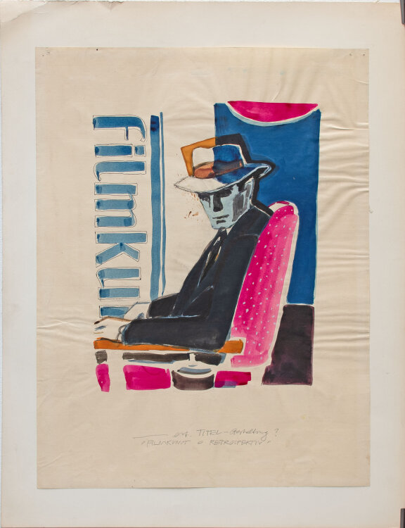 Andreas Brexendorff - Plakatentwurf - Humphrey Bogart - 1980er Jahre - Aquarell, Gouache, Kohlestift und Kugelschreiber