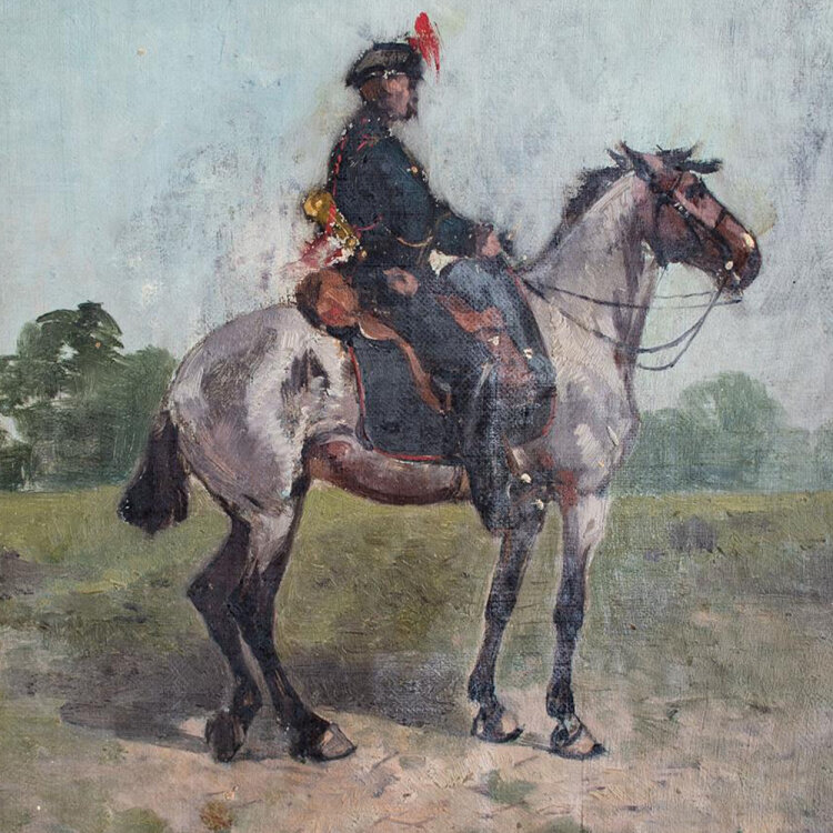 Theodor Simon Volmar - Reiter in Uniform - 19. Jh. - Ölmalerei
