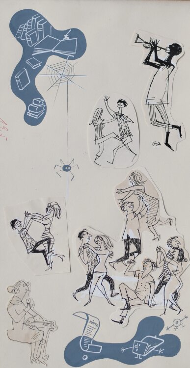 GYA - Musik, Tanz und Spinne - 1958 - Tinte, Tusche, Gouache und Deckweiß