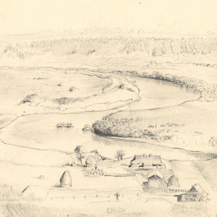 Eisenwerth - Dnepr bei Mahiljou (Belarus) - 1943 - Bleistift