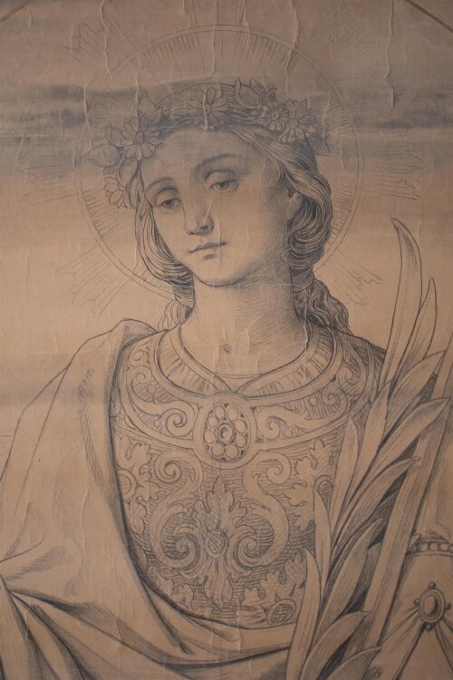 Glasmanufaktur Johann Heinrich Huber-Stutz Zürich - Heilige Sophie - um 1898 - Kreide auf Papier, auf Leinwand