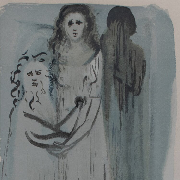 Salvador Dali - Die Göttliche Komödie: Das Fegefeuer/ In den Rauchwolken der Zornigen (16. Gesang) - um 1960 - Granolithografie nach Farbholzschnitt