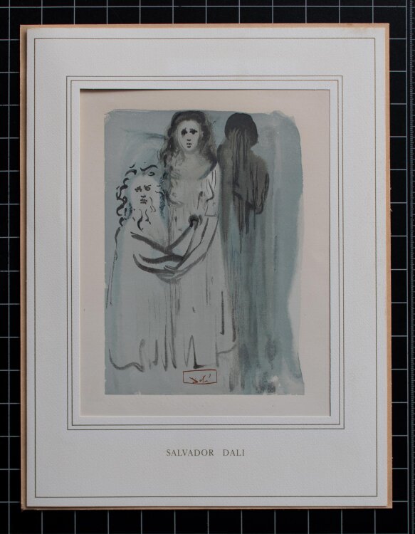 Salvador Dali - Die Göttliche Komödie: Das Fegefeuer/ In den Rauchwolken der Zornigen (16. Gesang) - um 1960 - Granolithografie nach Farbholzschnitt