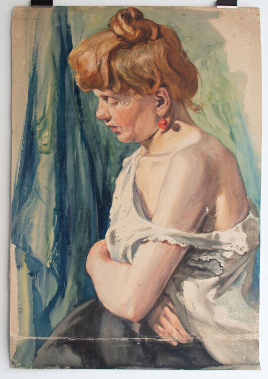 Józef Teofil Smoliński - Weiblicher Halbakt - um 1900 - Aquarell