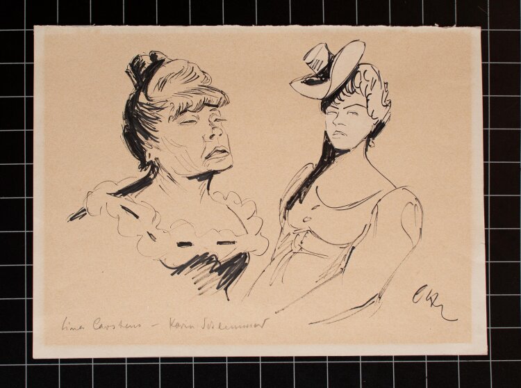 Otto Hermann - Bildnisse Lina Carstens und Karin Schlemmer - undatiert - Filzstift auf Papier