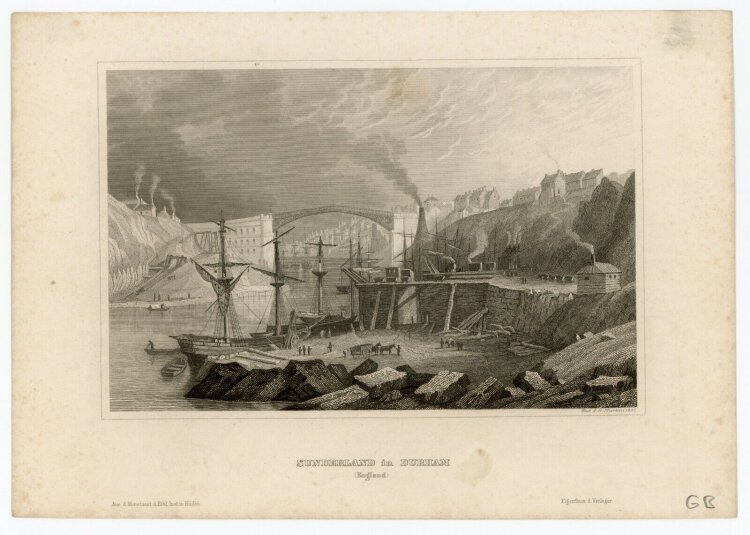Johann Georg Martini - Sunderland in Durham. - 1847, Radierung