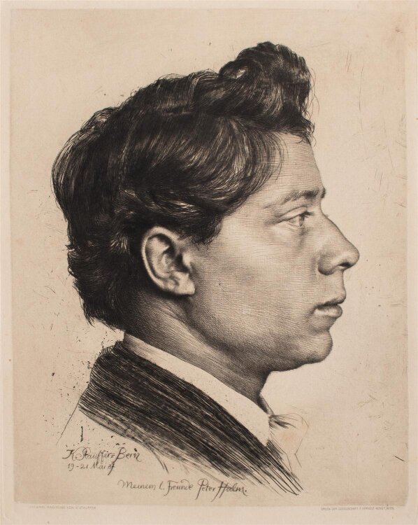 Karl Stauffer-Bern - Bildnis Peter Halm - 1887 - Radierung